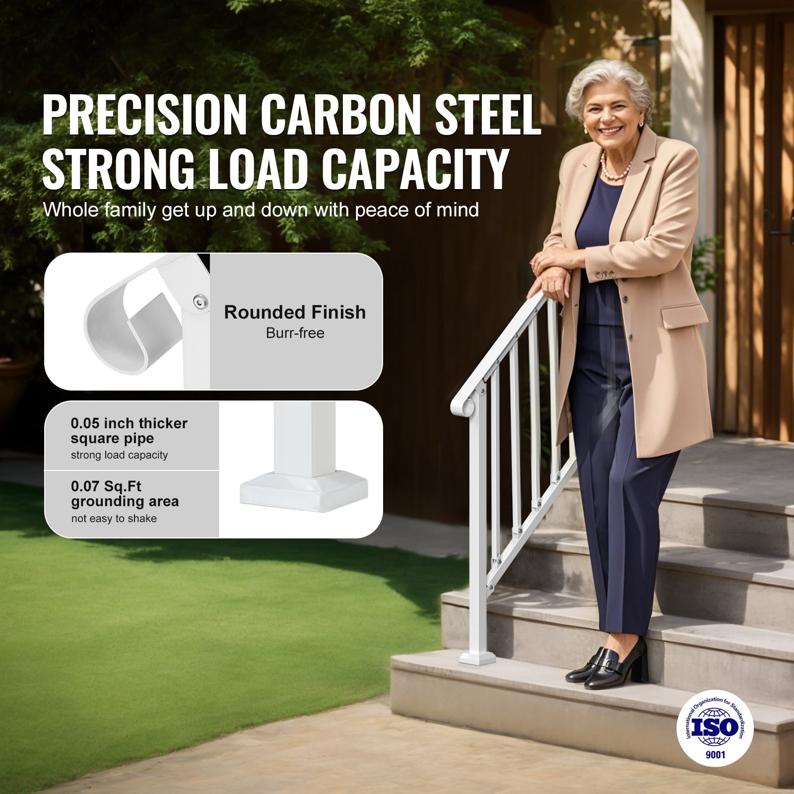 Handrails For Outdoor Steps White Arch Design For Elderly Safety_voghion.com